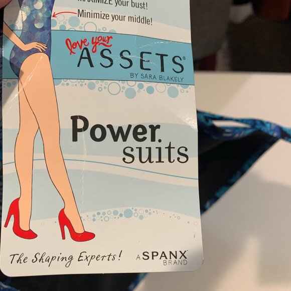 Assets Spanx Push Up Tankini Top Womens Sz S NEW Paisley Blue Slimming Vacation - Picture 12 of 12